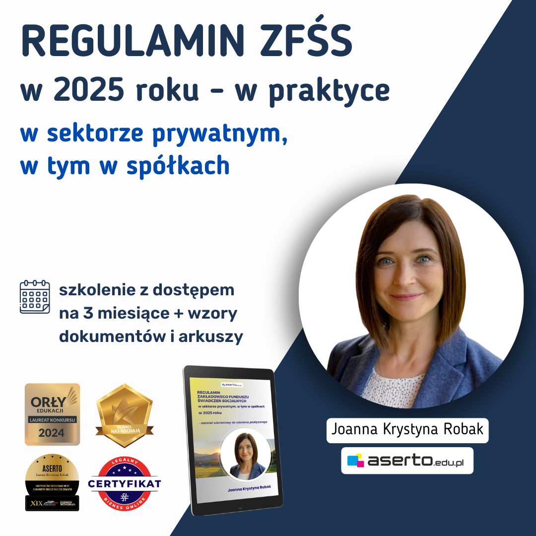 Szkolenie z regulaminu Zakładowego Funduszu Świadczeń socjalnych w praktyce nagranie